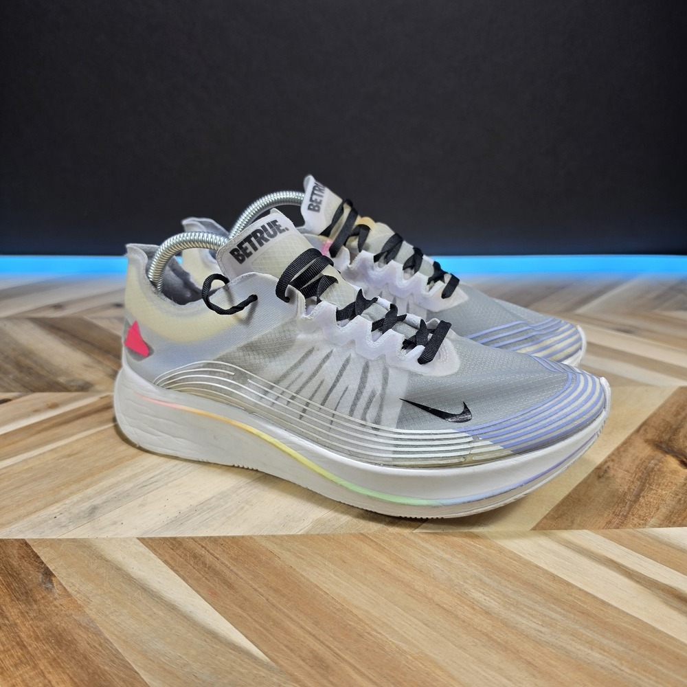 Nike Zoom Fly SP Be True Men's 10.5 White Rainbow AR4348-105 Running Shoes